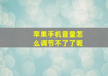 苹果手机音量怎么调节不了了呢