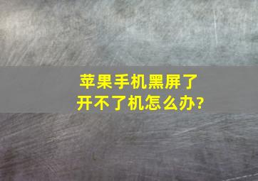 苹果手机黑屏了开不了机怎么办?