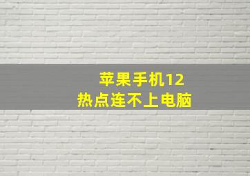 苹果手机12热点连不上电脑