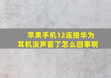 苹果手机12连接华为耳机没声音了怎么回事啊