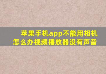 苹果手机app不能用相机怎么办视频播放器没有声音