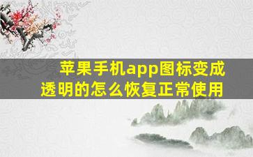 苹果手机app图标变成透明的怎么恢复正常使用