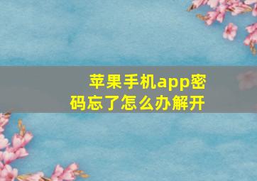 苹果手机app密码忘了怎么办解开