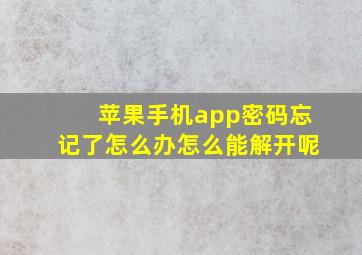 苹果手机app密码忘记了怎么办怎么能解开呢