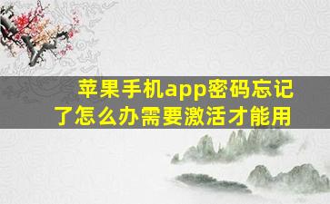 苹果手机app密码忘记了怎么办需要激活才能用