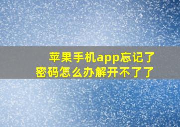 苹果手机app忘记了密码怎么办解开不了了