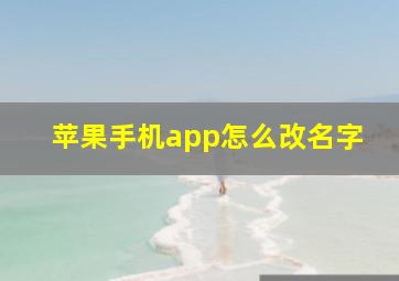 苹果手机app怎么改名字