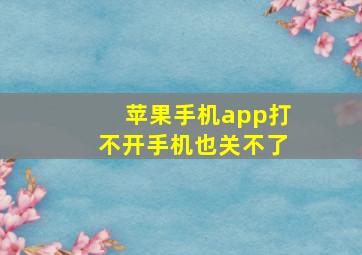 苹果手机app打不开手机也关不了