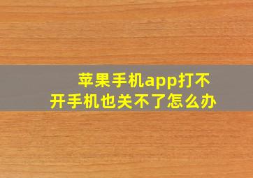 苹果手机app打不开手机也关不了怎么办