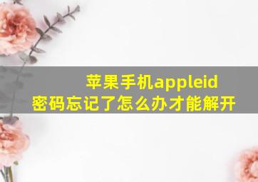 苹果手机appleid密码忘记了怎么办才能解开