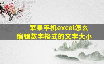 苹果手机excel怎么编辑数字格式的文字大小