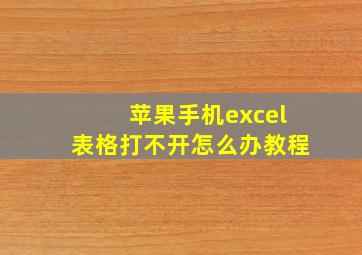 苹果手机excel表格打不开怎么办教程