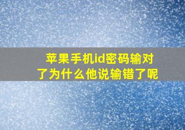 苹果手机id密码输对了为什么他说输错了呢