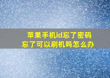 苹果手机id忘了密码忘了可以刷机吗怎么办