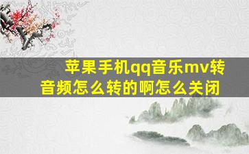 苹果手机qq音乐mv转音频怎么转的啊怎么关闭