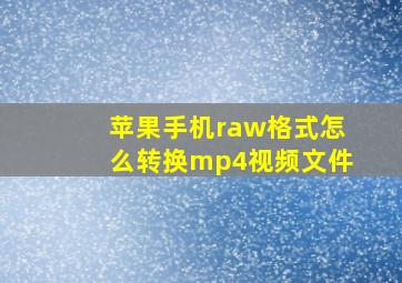 苹果手机raw格式怎么转换mp4视频文件