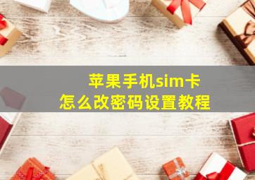 苹果手机sim卡怎么改密码设置教程