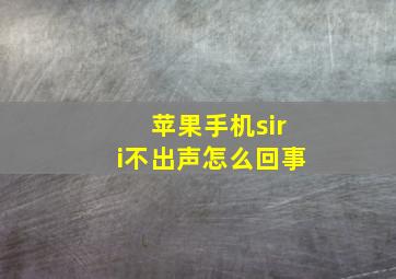 苹果手机siri不出声怎么回事