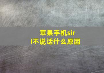 苹果手机siri不说话什么原因