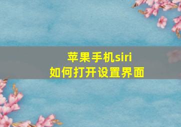 苹果手机siri如何打开设置界面