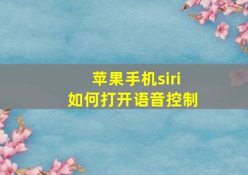 苹果手机siri如何打开语音控制