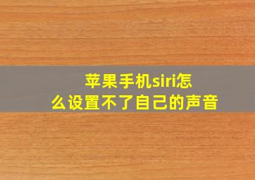 苹果手机siri怎么设置不了自己的声音