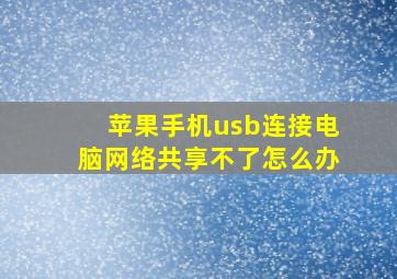 苹果手机usb连接电脑网络共享不了怎么办