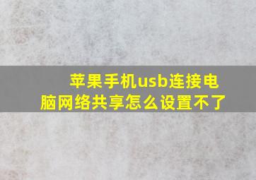 苹果手机usb连接电脑网络共享怎么设置不了