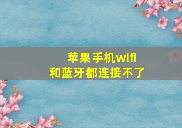 苹果手机wifi和蓝牙都连接不了