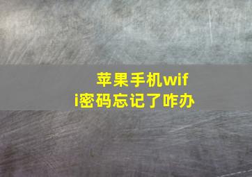 苹果手机wifi密码忘记了咋办