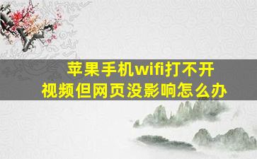 苹果手机wifi打不开视频但网页没影响怎么办