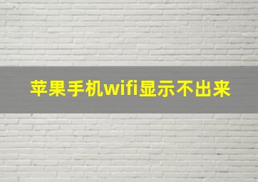 苹果手机wifi显示不出来