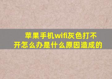 苹果手机wifi灰色打不开怎么办是什么原因造成的