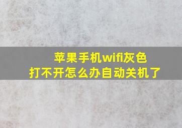 苹果手机wifi灰色打不开怎么办自动关机了