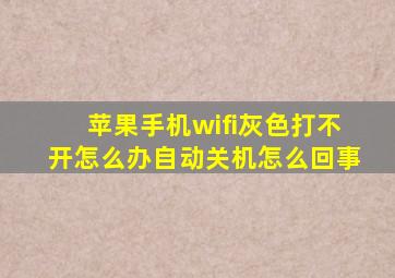 苹果手机wifi灰色打不开怎么办自动关机怎么回事