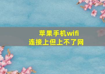 苹果手机wifi连接上但上不了网