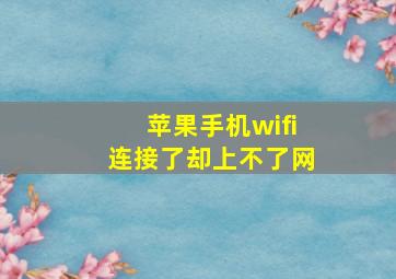 苹果手机wifi连接了却上不了网