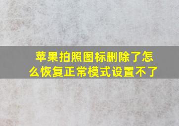 苹果拍照图标删除了怎么恢复正常模式设置不了