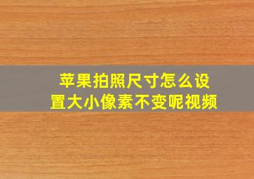 苹果拍照尺寸怎么设置大小像素不变呢视频