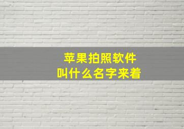 苹果拍照软件叫什么名字来着