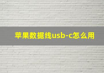 苹果数据线usb-c怎么用