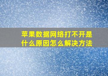 苹果数据网络打不开是什么原因怎么解决方法