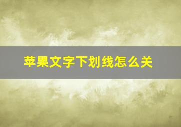 苹果文字下划线怎么关