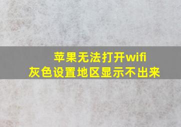 苹果无法打开wifi灰色设置地区显示不出来