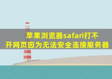 苹果浏览器safari打不开网页因为无法安全连接服务器