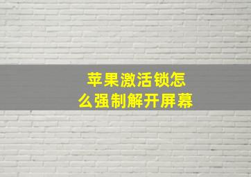 苹果激活锁怎么强制解开屏幕