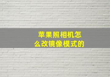 苹果照相机怎么改镜像模式的