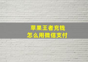 苹果王者充钱怎么用微信支付