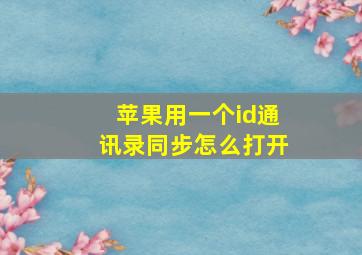 苹果用一个id通讯录同步怎么打开