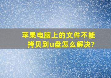 苹果电脑上的文件不能拷贝到u盘怎么解决?